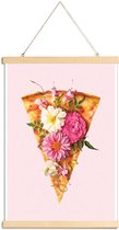 JUNIQE - Posterhanger Floral Pizza -30x45 /Bruin & Roze