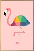 JUNIQE - Poster met kunststof lijst Regenboog Flamingo -60x90 /Roze