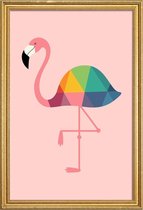 JUNIQE - Poster met houten lijst Regenboog Flamingo -40x60 /Roze