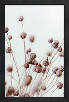 JUNIQE - Poster met houten lijst Poppy Heads -13x18 /Bruin & Ivoor