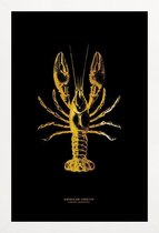JUNIQE - Poster met houten lijst American Lobster gouden -30x45 /Goud