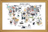 JUNIQE - Poster in houten lijst Animal Kingdom -60x90 /Kleurrijk