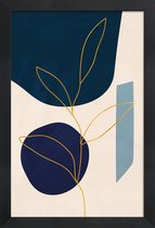 JUNIQE - Poster met houten lijst Grow gouden -20x30 /Blauw & Goud