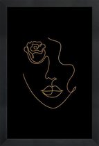 JUNIQE - Poster met houten lijst Petal gouden -40x60 /Goud & Zwart