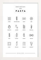 JUNIQE - Poster in houten lijst Pasta infographic -30x45 /Wit & Zwart