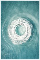 JUNIQE - Poster in kunststof lijst Ocean Swirl -40x60 /Blauw
