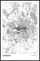 JUNIQE - Poster in kunststof lijst London kaart -40x60 /Wit & Zwart