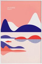 JUNIQE - Poster met kunststof lijst La Corse -13x18 /Rood & Roze