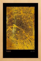 JUNIQE - Poster met houten lijst Paris kaart gouden -20x30 /Goud &