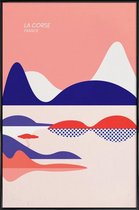 JUNIQE - Poster met kunststof lijst La Corse -13x18 /Rood & Roze