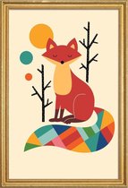 JUNIQE - Poster in houten lijst Regenboog Vos -40x60 /Kleurrijk