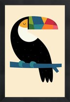 JUNIQE - Poster in houten lijst Rainbow Toucan -30x45 /Kleurrijk