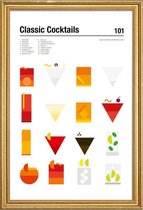 JUNIQE - Poster met houten lijst Klassieke cocktails - minimalistisch