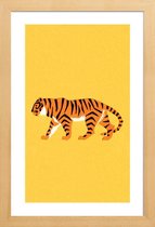 JUNIQE - Poster in houten lijst Tiger Yellow -20x30 /Geel & Oranje