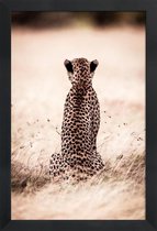 JUNIQE - Poster in houten lijst Still Leopard -60x90 /Bruin