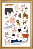 JUNIQE - Poster met houten lijst Animal Friends -30x45 /Kleurrijk
