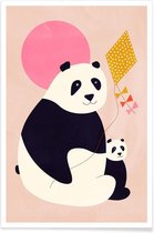JUNIQE - Poster Panda Bears -60x90 /Roze & Zwart