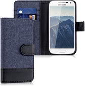 kwmobile telefoonhoesje geschikt voor Samsung Galaxy S4 Mini - Hoesje met pasjeshouder in donkerblauw / zwart - Case met portemonnee
