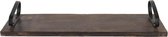 Clayre & Eef Decoratief Dienblad 45*15*7 cm Bruin Hout, Ijzer Rechthoek Serveerschaal