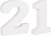 Mdf houten hobby cijfers 21 van formaat 11 cm - Rayhercijfer - Leeftijden, huisnummers, kamer nummers - 21 jaar verjaardag feest