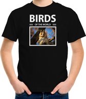 Dieren foto t-shirt Ransuil - zwart - kinderen - birds of the world - cadeau shirt uilen liefhebber L (146-152)