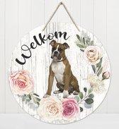 Welkom - Boxer bruin | Muurdecoratie - Bordje Hond