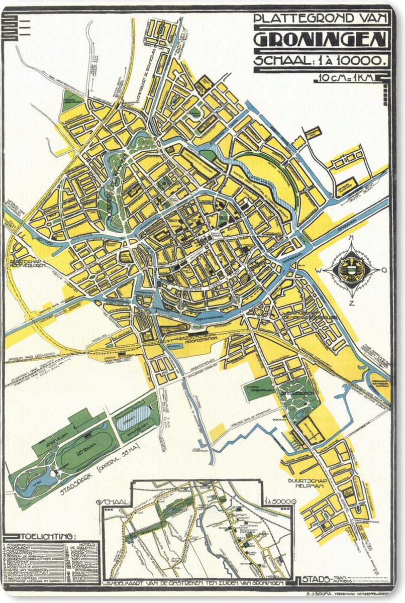 Muismat Historische stadskaarten - Oude en historische stadskaart van het noordelijke Groningen muismat rubber - 40x60 cm - Muismat met foto