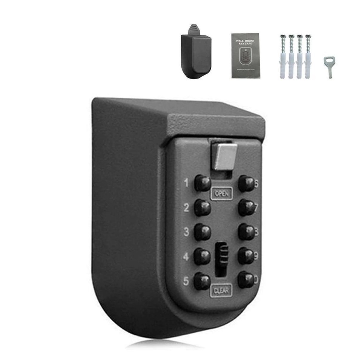 Sleutelkluis met cijferslot voor buiten - Metaal - Key safe - Wandmontage - Inclusief montageset - Zwart