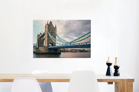 Canvas Schilderij Close up van de Tower Bridge in Londen - 90x60 cm - Wanddecoratie