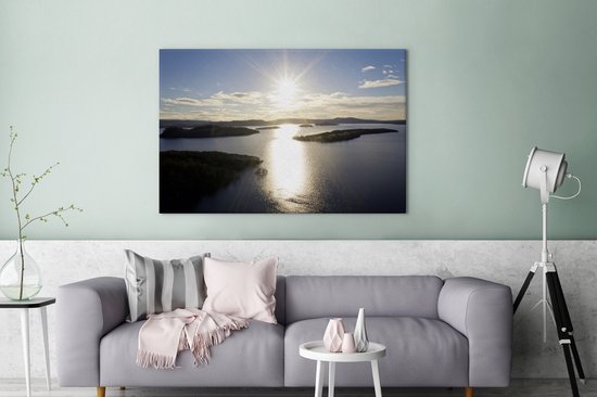 Le soleil brille sur le Loch Lomond en Ecosse Toile 120x80 cm - Tirage photo sur toile (Décoration murale salon / chambre)