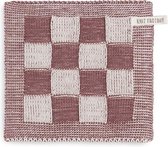Knit Factory Pannenlap Block - Ecru/Stone Red - 23x23 cm