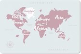 Muismat Trendy wereldkaarten - Wereldkaart met witte letters muismat rubber - 27x18 cm - Muismat met foto
