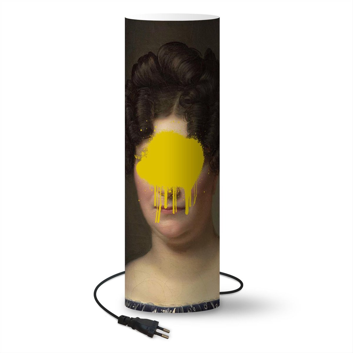 Lamp - Nachtlampje - Tafellamp slaapkamer - Portret - Kleding - Verf - 60 cm hoog - Ø19.1 cm - Inclusief LED lamp