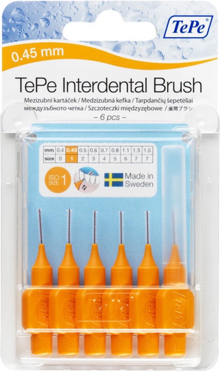 Goedkoopste Tepe Interdentale Rager Origineel-0.45 Mm, Oranje (Blister 6 Stuks) - 3 Stuks - Voordeelverpakking