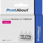 PrintAbout huismerk Inktcartridge LC-1280XLM Magenta Hoge capaciteit geschikt voor Brother
