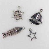 Charm001 - Nellie Snellen - 8 metalen bedeltjes en bedels - jongen - marine - boot - maritiem