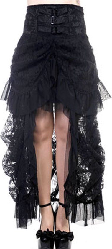 Banned Jupe haute basse -3XL- DENTELLE VICTORIAN Zwart
