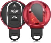 kwmobile autosleutelhoesje voor Mini 3-knops Smart Key autosleutel - sleutelcover van TPU in rood / metallic donkerrood - Sneeuwbol met Sterren design