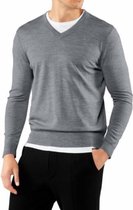 FALKE Trui V-Hals Merinowol Heren 60126 3390 light greymel. - Grijs 3390 light greymel. Heren - XXXL