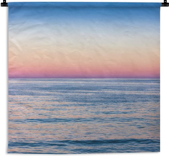 Wandkleed Zonsondergang op het Strand  - Zachte zonsondergang boven de zee Wandkleed katoen 90x90 cm - Wandtapijt met foto