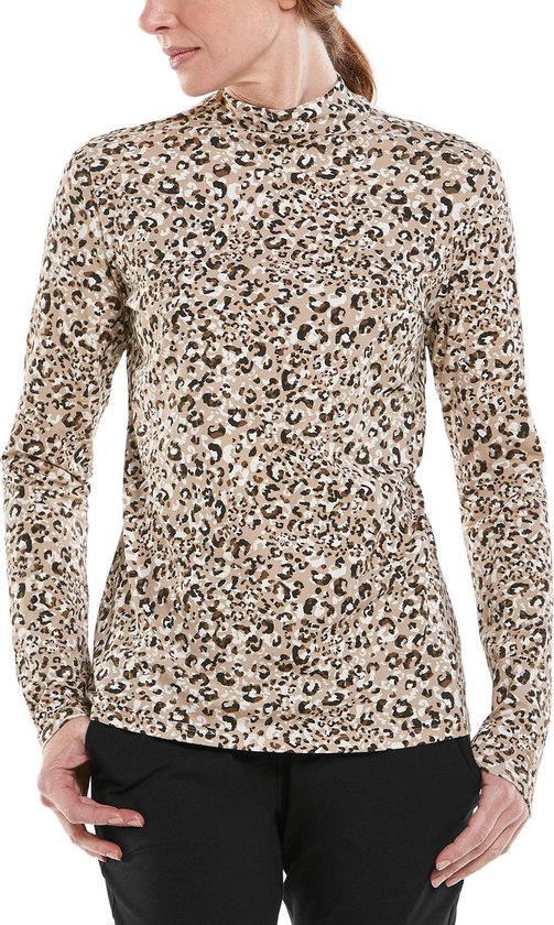 Coolibar - UV Longsleeve shirt met col voor dames - Islandia - Cheetah -  maat XL | bol.com