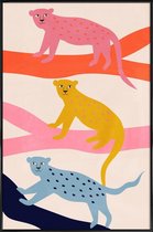 JUNIQE - Poster in kunststof lijst Leopard Tree -30x45 /Kleurrijk