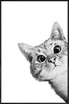 JUNIQE - Poster in kunststof lijst Sneaky Cat illustratie -40x60
