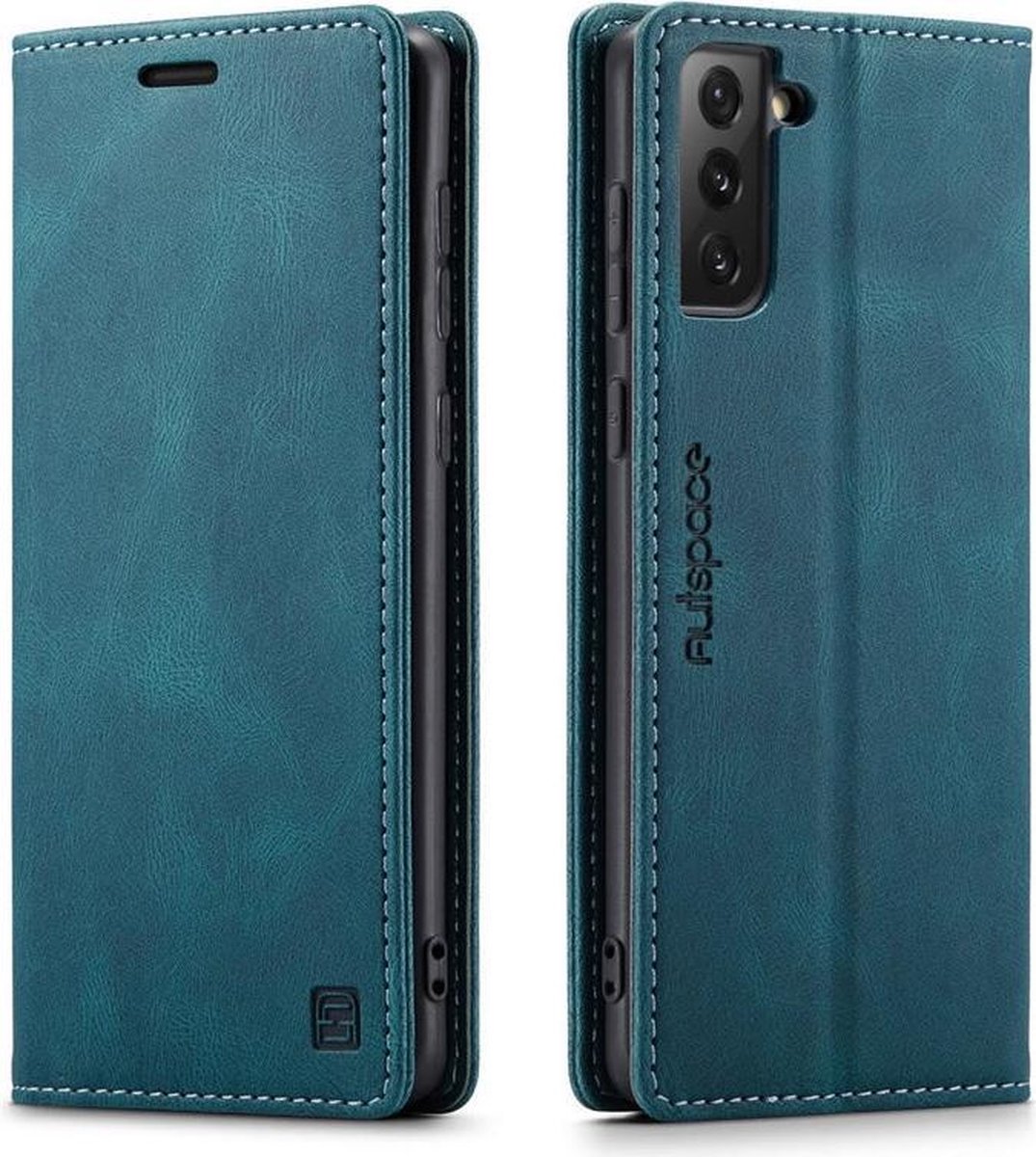 autspace - Hoesje geschikt voor Samsung Galaxy S21 - wallet book case - magneetsluiting - met rfid bescherming - blauw