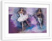 Foto in frame , Ballet van man en vrouw ,120x80cm , multikleur , wanddecoratie