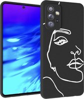 iMoshion Hoesje Geschikt voor Samsung Galaxy A72 Hoesje Siliconen - iMoshion Design hoesje - Wit / Zwart / Line Art Woman White