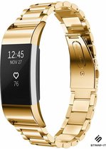 Stalen Smartwatch bandje - Geschikt voor Fitbit Charge 2 stalen band - goud - Strap-it Horlogeband / Polsband / Armband