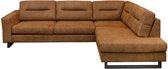 Hoekbank Castelo chaise longue rechts - lederlook River cognac 28 - 2,78 x 2,06 mtr breed