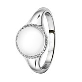 Lucardi Dames Zegelring graveerdisc - Ring - Cadeau - Echt Zilver - Zilverkleurig