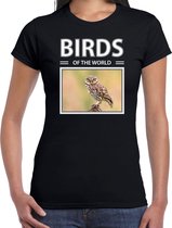 Dieren foto t-shirt Steenuil - zwart - dames - birds of the world - cadeau shirt Steenuilen liefhebber L